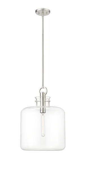 Hayloft Pendant - Brushed Nickel - Clear Glass - 14.2in. Diameter - E26 Medium Base