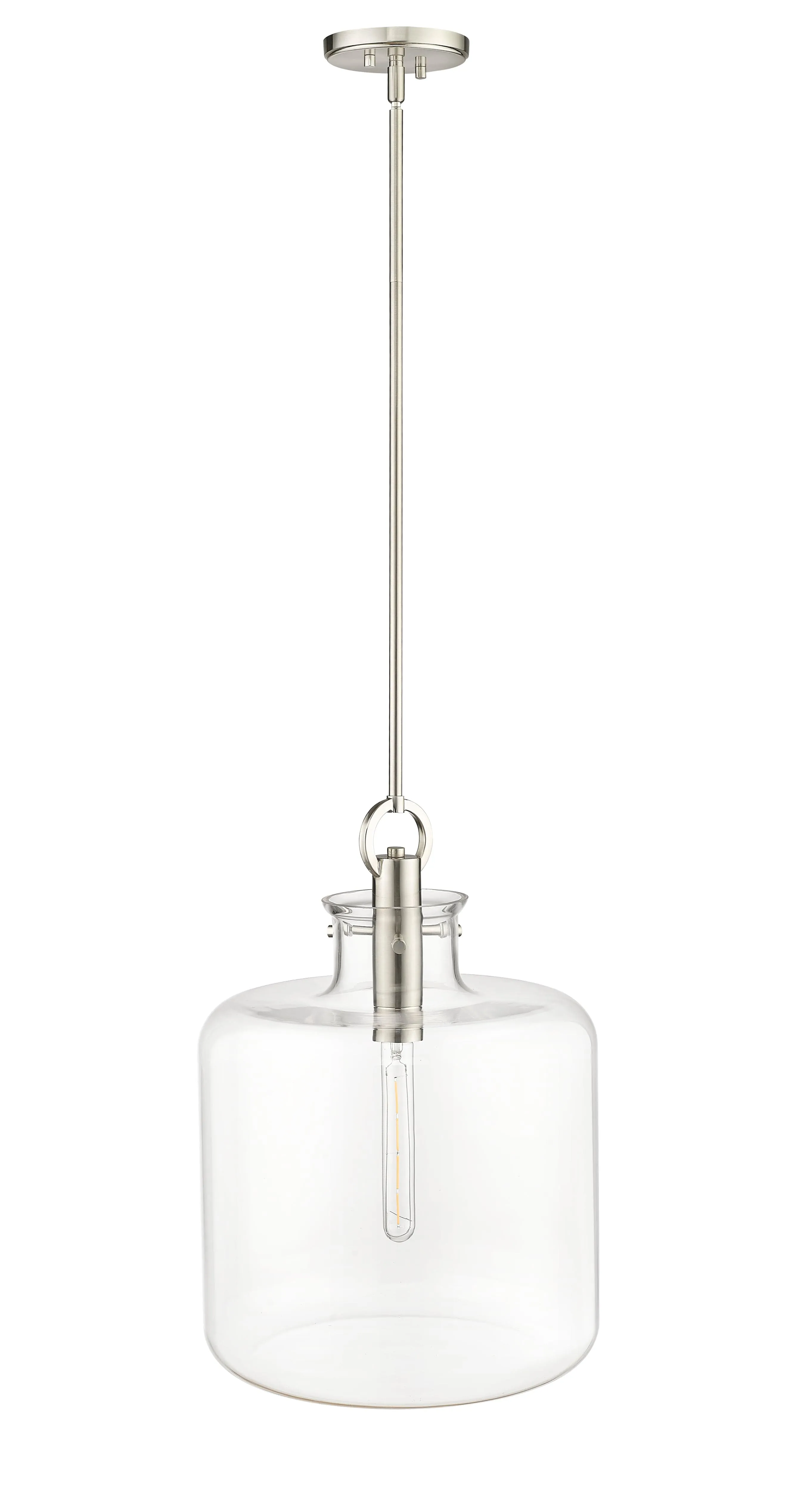 Hayloft Pendant - Brushed Nickel - Clear Glass - 14.2in. Diameter - E26 Medium Base