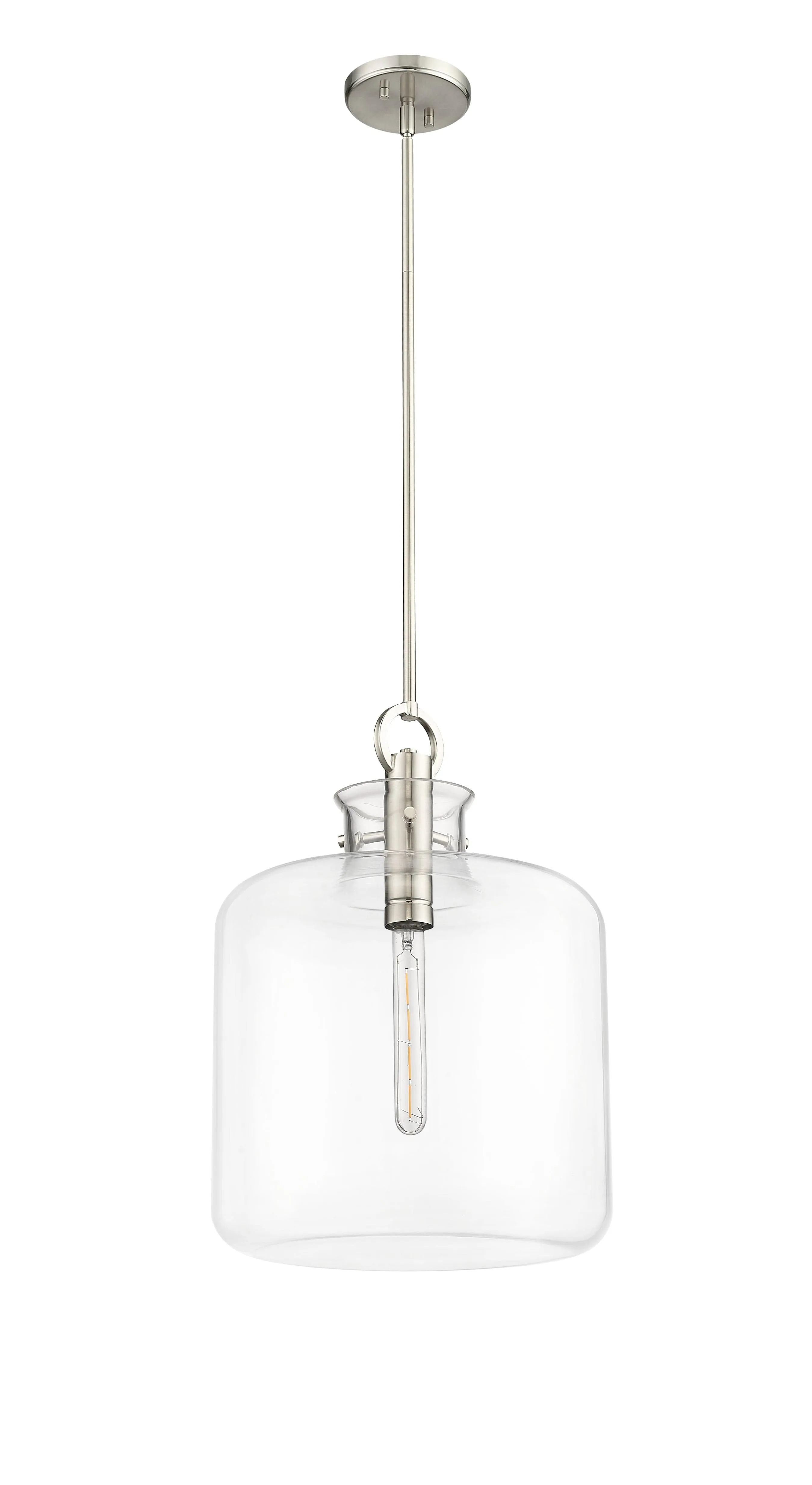 Hayloft Pendant - Brushed Nickel - Clear Glass - 14.2in. Diameter - E26 Medium Base