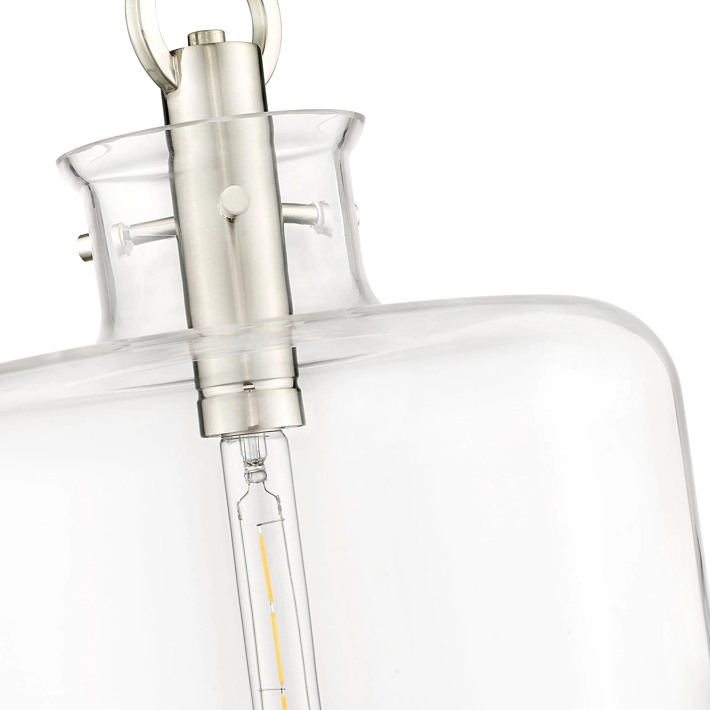 Hayloft Pendant - Brushed Nickel - Clear Glass - 14.2in. Diameter - E26 Medium Base