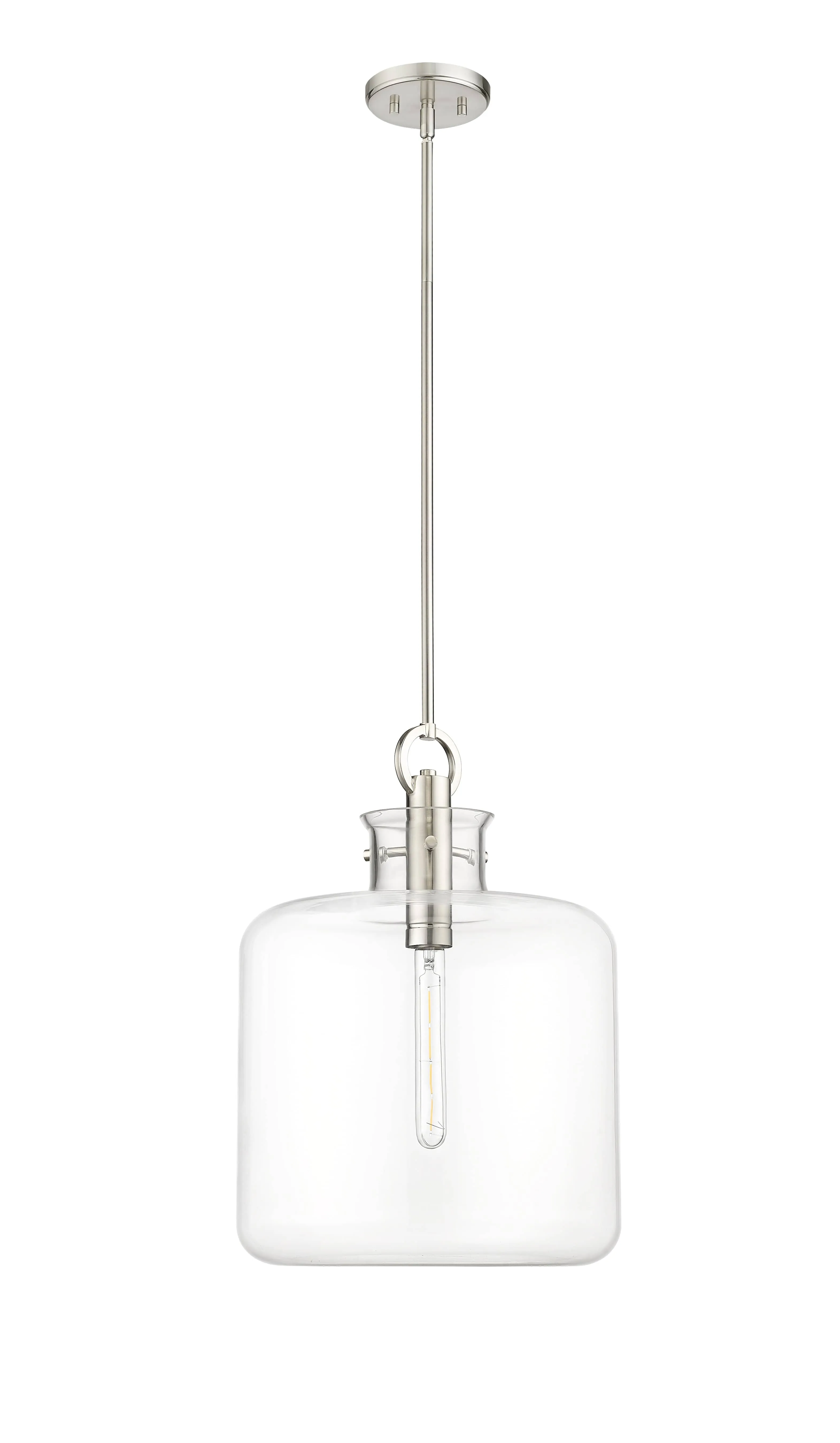 Hayloft Pendant - Brushed Nickel - Clear Glass - 14.2in. Diameter - E26 Medium Base