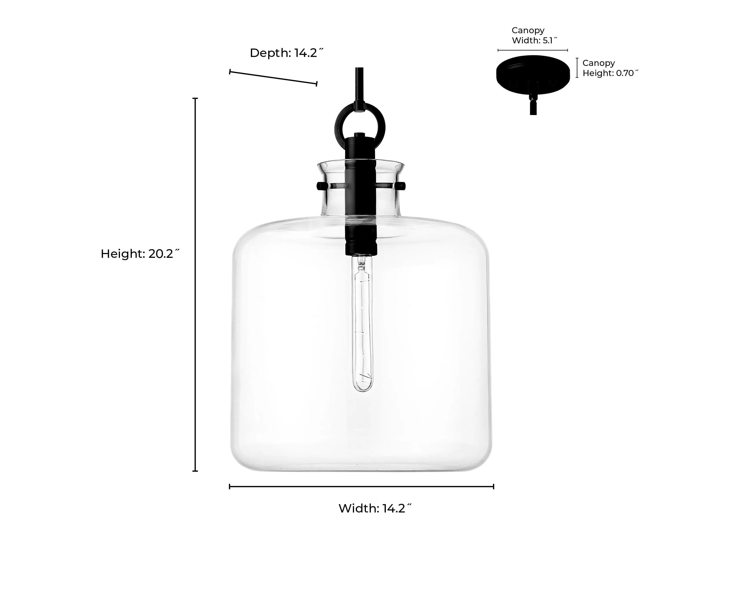 Hayloft Pendant - Brushed Nickel - Clear Glass - 14.2in. Diameter - E26 Medium Base