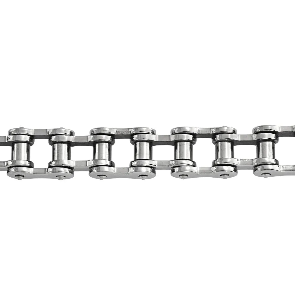 Heavy Mechanic Chain Link Bracelet Silver Tone Stainless Steel Biker Style