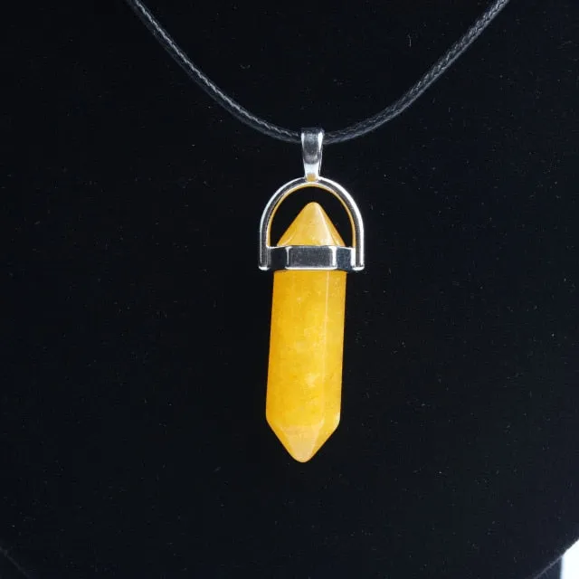 Hexagonal Column Necklaces natural crystal pendant
