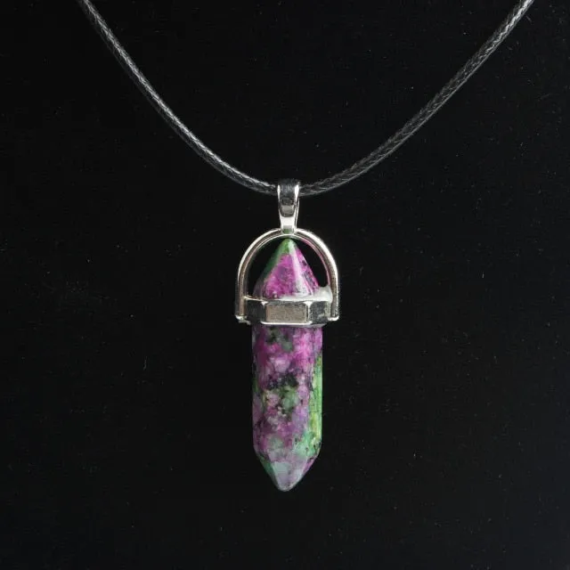 Hexagonal Column Necklaces natural crystal pendant