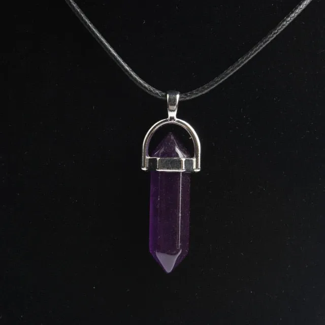 Hexagonal Column Necklaces natural crystal pendant