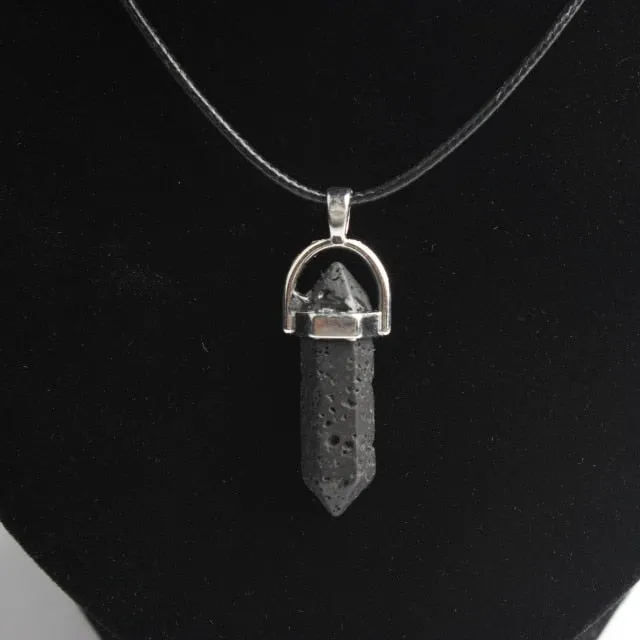 Hexagonal Column Necklaces natural crystal pendant