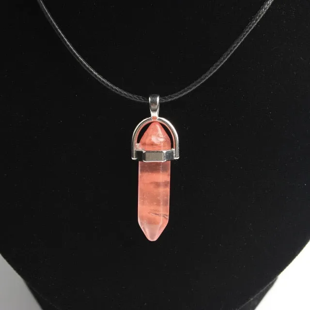 Hexagonal Column Necklaces natural crystal pendant