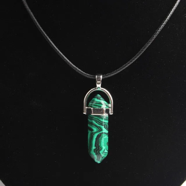 Hexagonal Column Necklaces natural crystal pendant