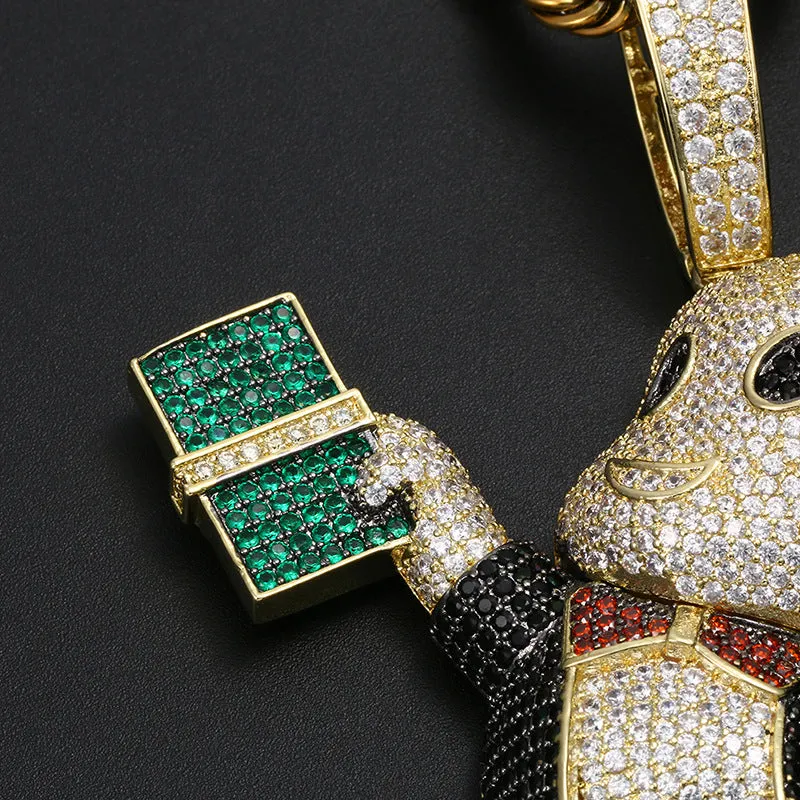 Hip Hop Zircon Hand Grabbing Dollar Bill Little Boy Pendant