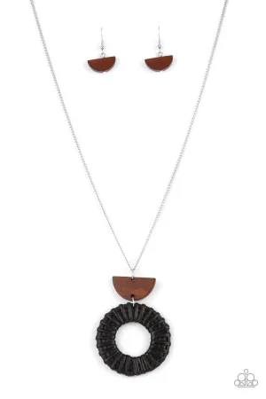 Homespun Stylist - Black Wood Necklace-Paparazzi