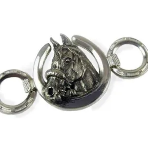 Horse Head with Horseshoe & Nail Bracelet in Sterling Silver
