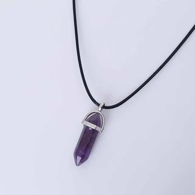 Hot Hexagonal Column Necklaces Natural Crystal Pendants Stone