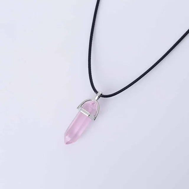 Hot Hexagonal Column Necklaces Natural Crystal Pendants Stone