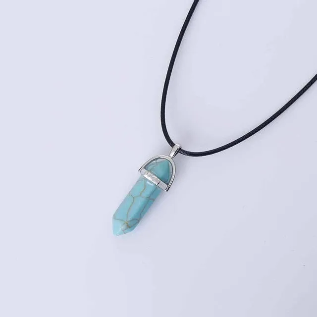 Hot Hexagonal Column Necklaces Natural Crystal Pendants Stone