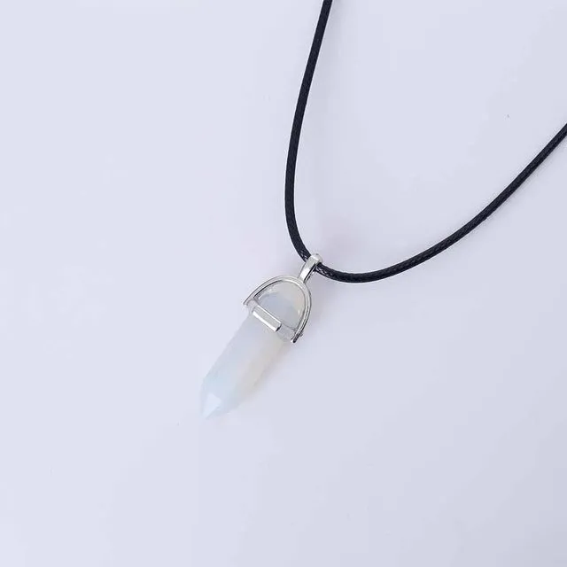 Hot Hexagonal Column Necklaces Natural Crystal Pendants Stone