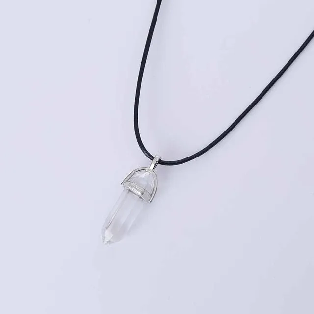 Hot Hexagonal Column Necklaces Natural Crystal Pendants Stone