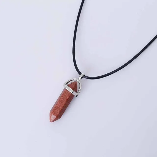 Hot Hexagonal Column Necklaces Natural Crystal Pendants Stone