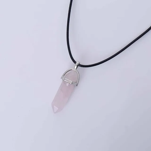 Hot Hexagonal Column Necklaces Natural Crystal Pendants Stone