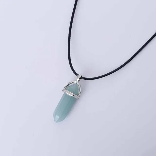 Hot Hexagonal Column Necklaces Natural Crystal Pendants Stone