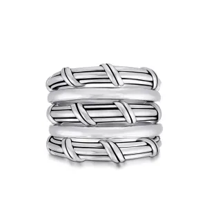 Hudson Stacked Fan Ring in sterling silver