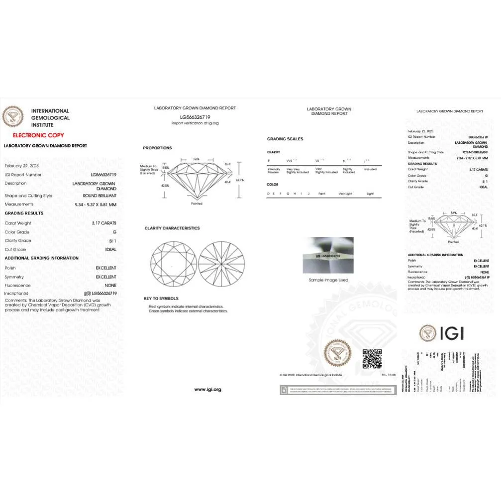 IGI Certified 3.17 Carat 3 Stone Lab Grown Diamond Bezel Engagement Ring