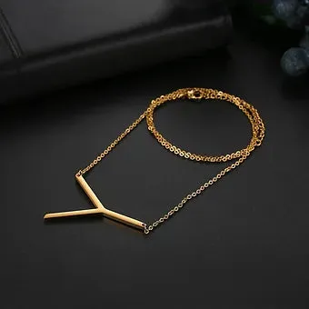 Initial Letter Necklace (Gold)