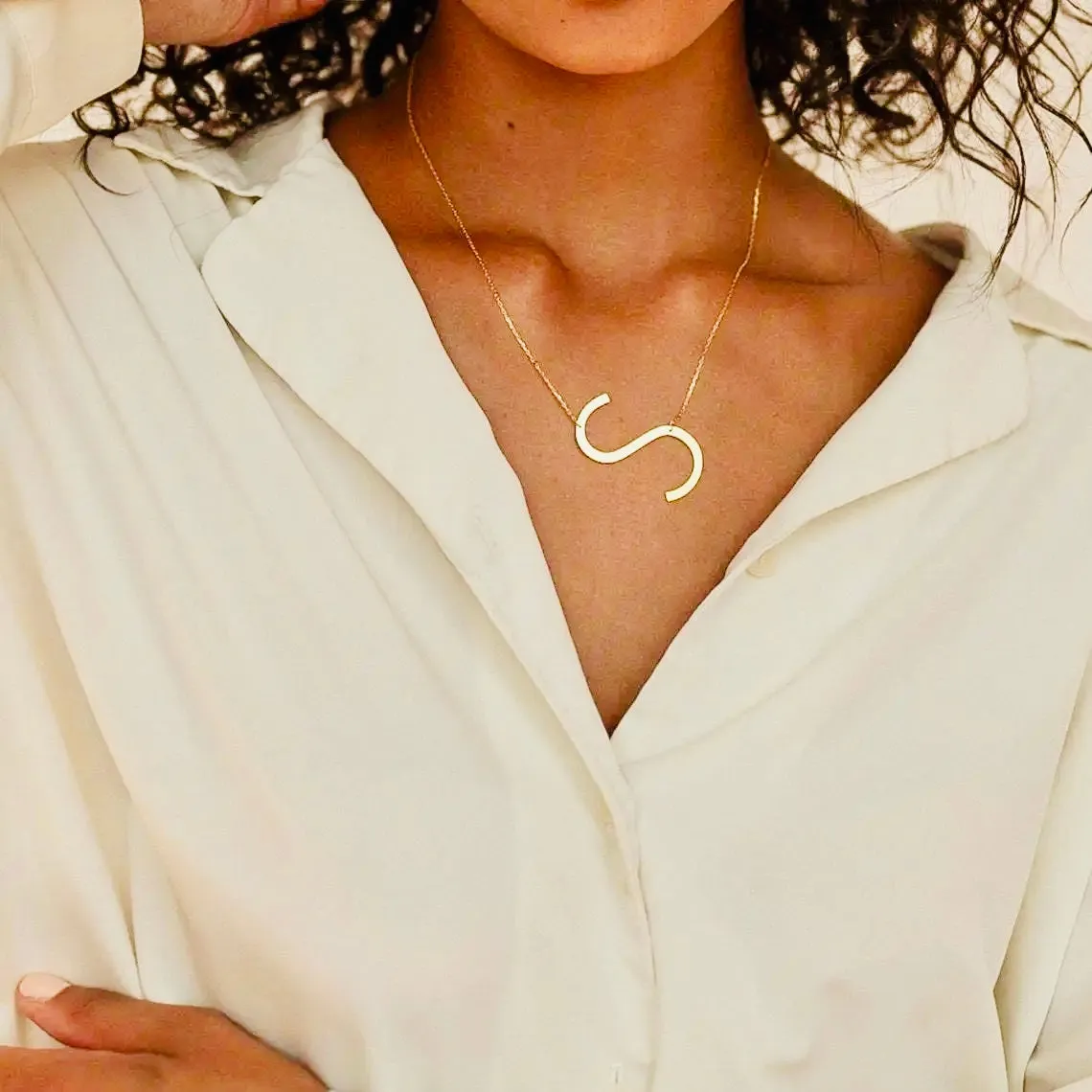 Initial Letter Necklace (Gold)