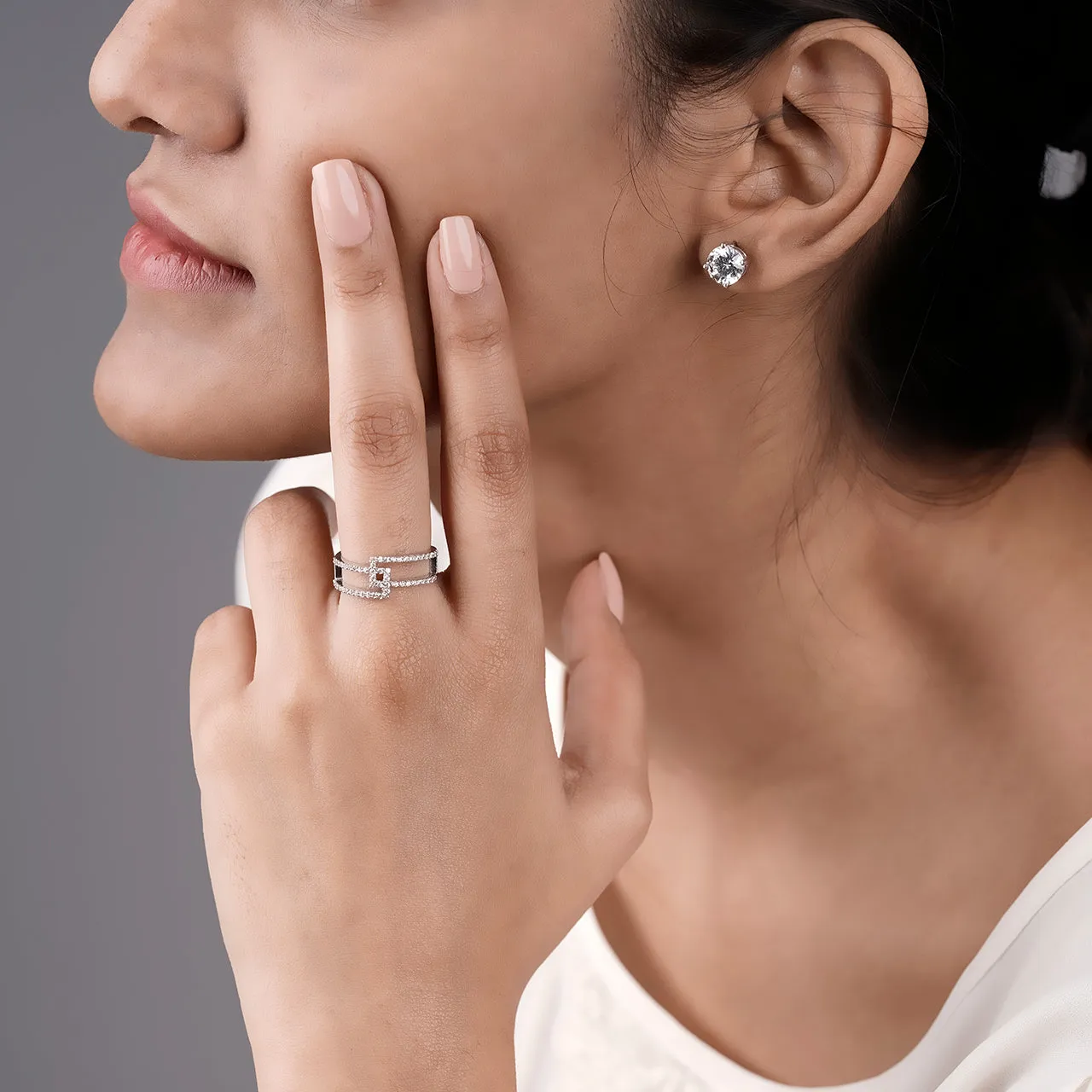 Intertwined Swarovski Ring - 930 Recycled Silver