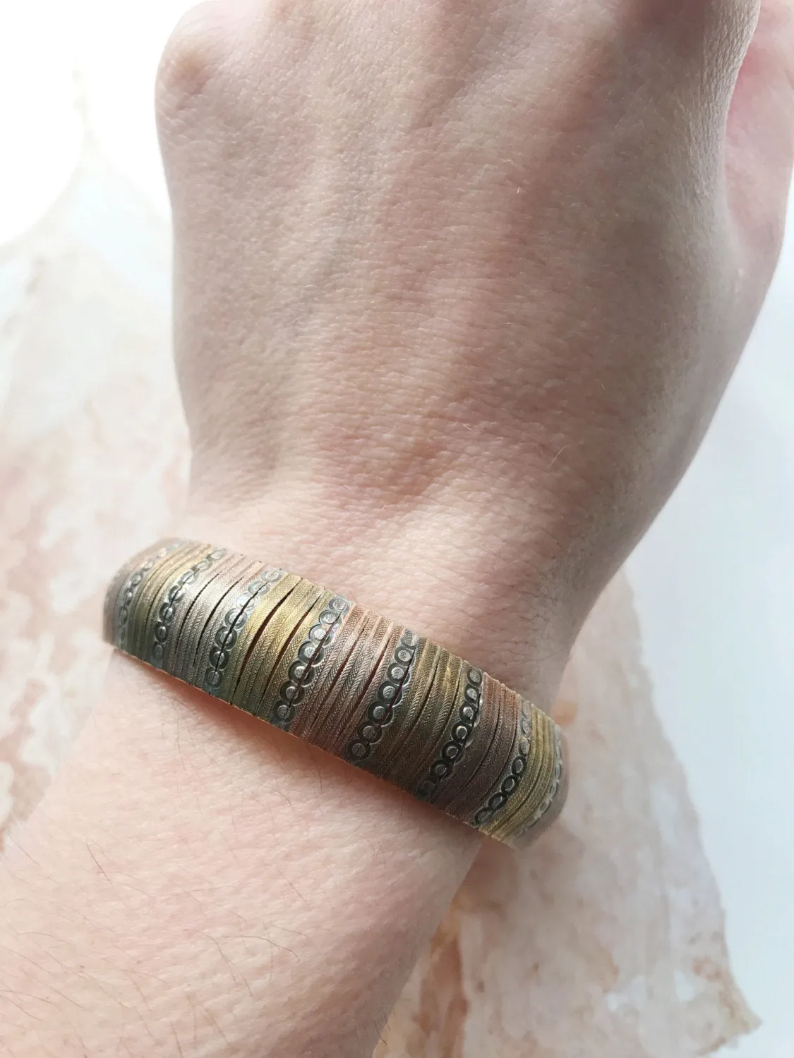 Italian Milor Rosy Gold Accordian Bangle