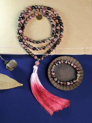 Japamala 108 beads necklaces for woman,Natural Stone necklaces with gradient tassels pendant