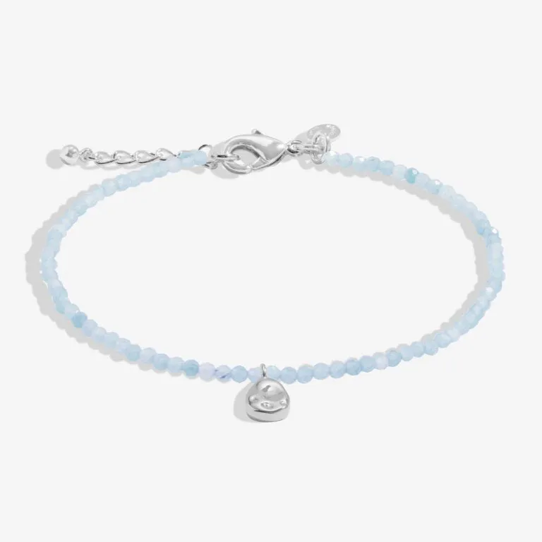 Joma Mini Charms Aqua Crystal Pebble Silver Bracelet