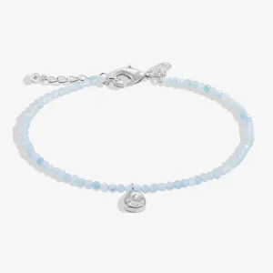 Joma Mini Charms Aqua Crystal Pebble Silver Bracelet