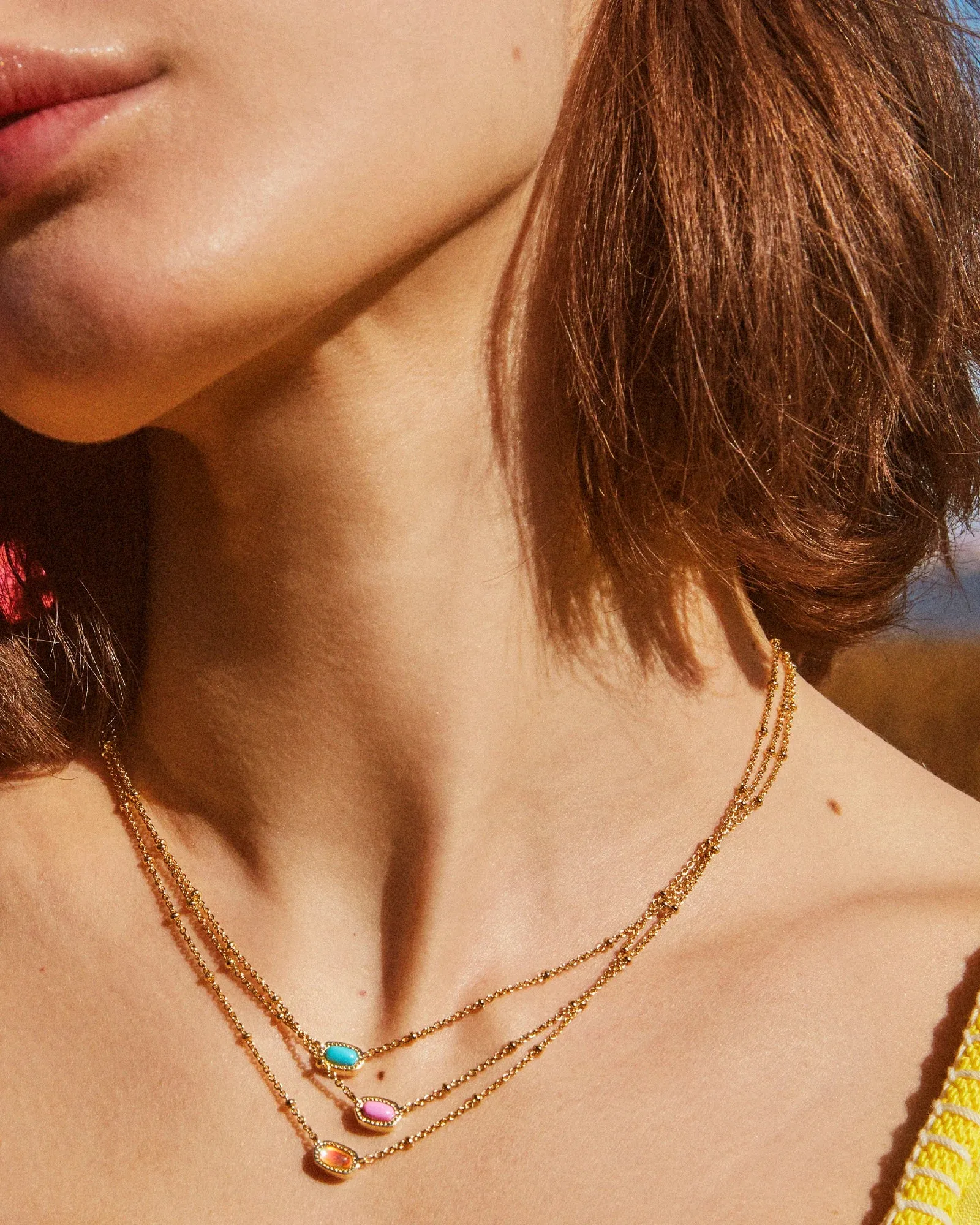 Kendra Scott Mini Elisa Gold Satellite Short Pendant Necklace - Dichroic Glass | Dainty Necklace