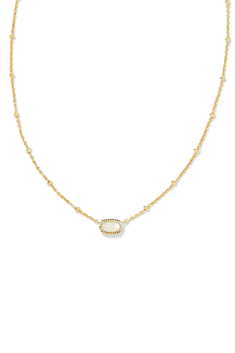 Kendra Scott Mini Elisa Gold Satellite Short Pendant Necklace in Ivory Mother-of-Pearl | 9608861986