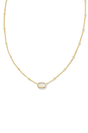 Kendra Scott Mini Elisa Gold Satellite Short Pendant Necklace in Ivory Mother-of-Pearl | 9608861986