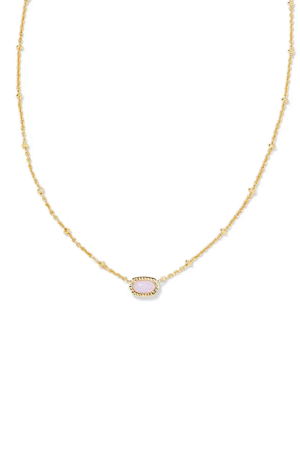Kendra Scott: Mini Elisa Gold Satellite Short Pendant Necklace - Pink Opalite