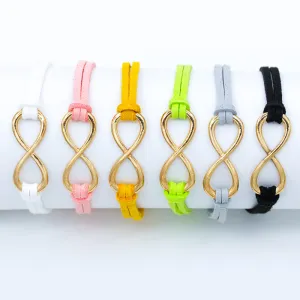 L103 Hot Selling New 2017 Fashion Girl Jewelry Vintage Infinity Metal 19 Colors Leather Bracelets For Women Bangle Wholesale