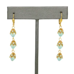 La Vie Parisienne Gold 3 Tier Capped Blue Opal Bead Earrings 9416G Catherine Popesco
