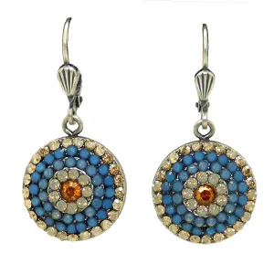 La Vie Parisienne Silver Round Pave Earrings 4148 Air Blue White Opal Citrine
