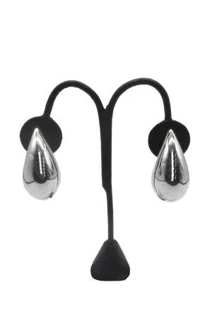 Large Silver Puffy Teardrop Earrings