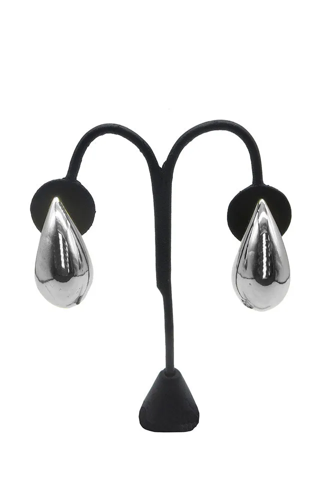 Large Silver Puffy Teardrop Earrings