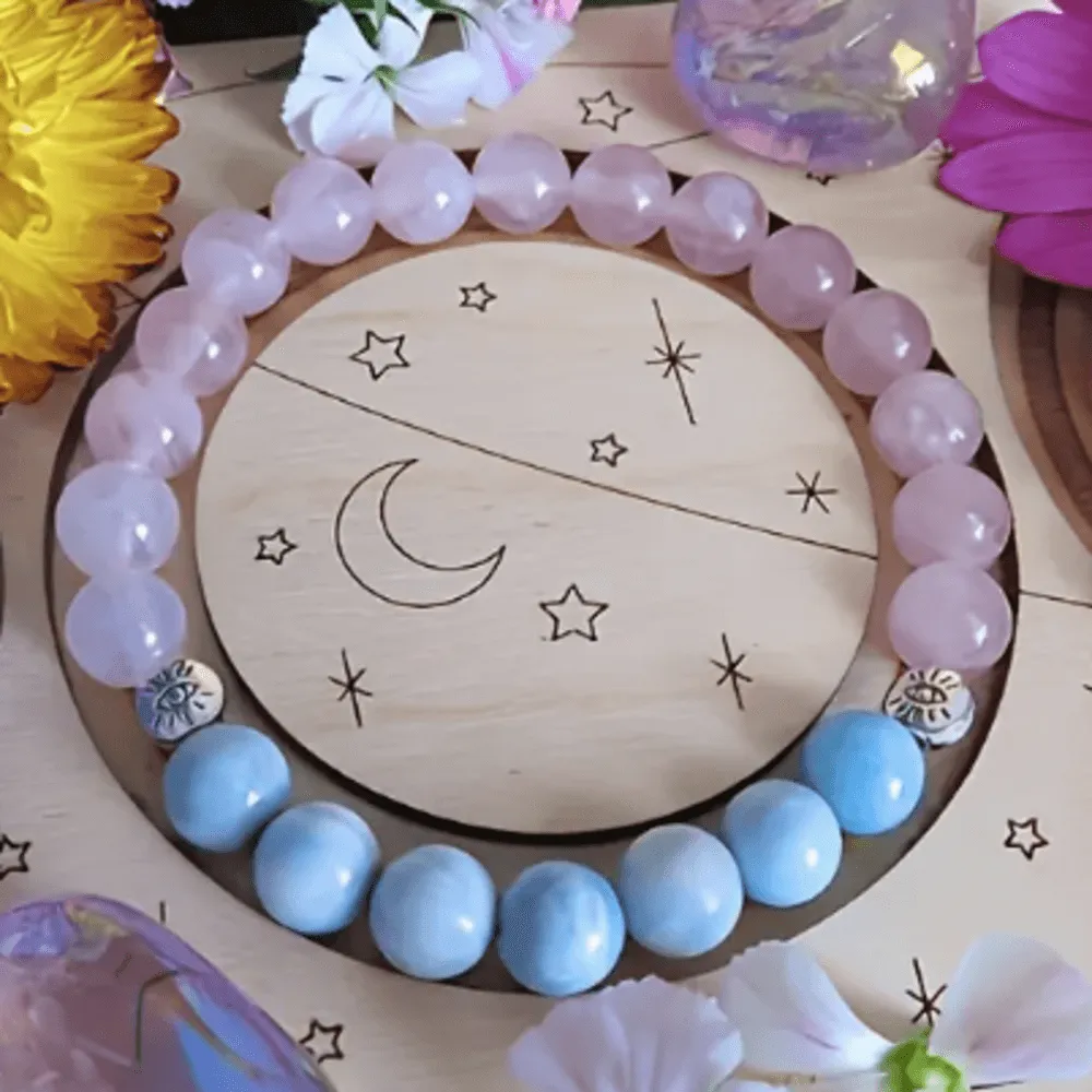 Larimar and Rose Quartz Bracelet