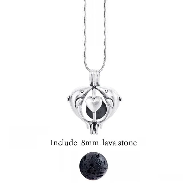 Lava Stone Aromatherapy Vintage Necklace Locket