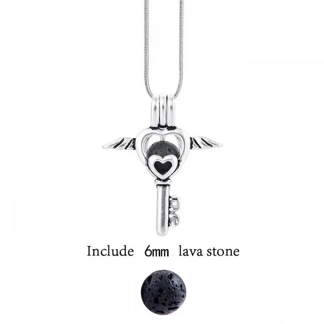 Lava Stone Aromatherapy Vintage Necklace Locket