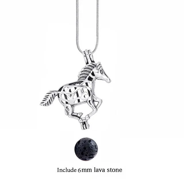 Lava Stone Aromatherapy Vintage Necklace Locket