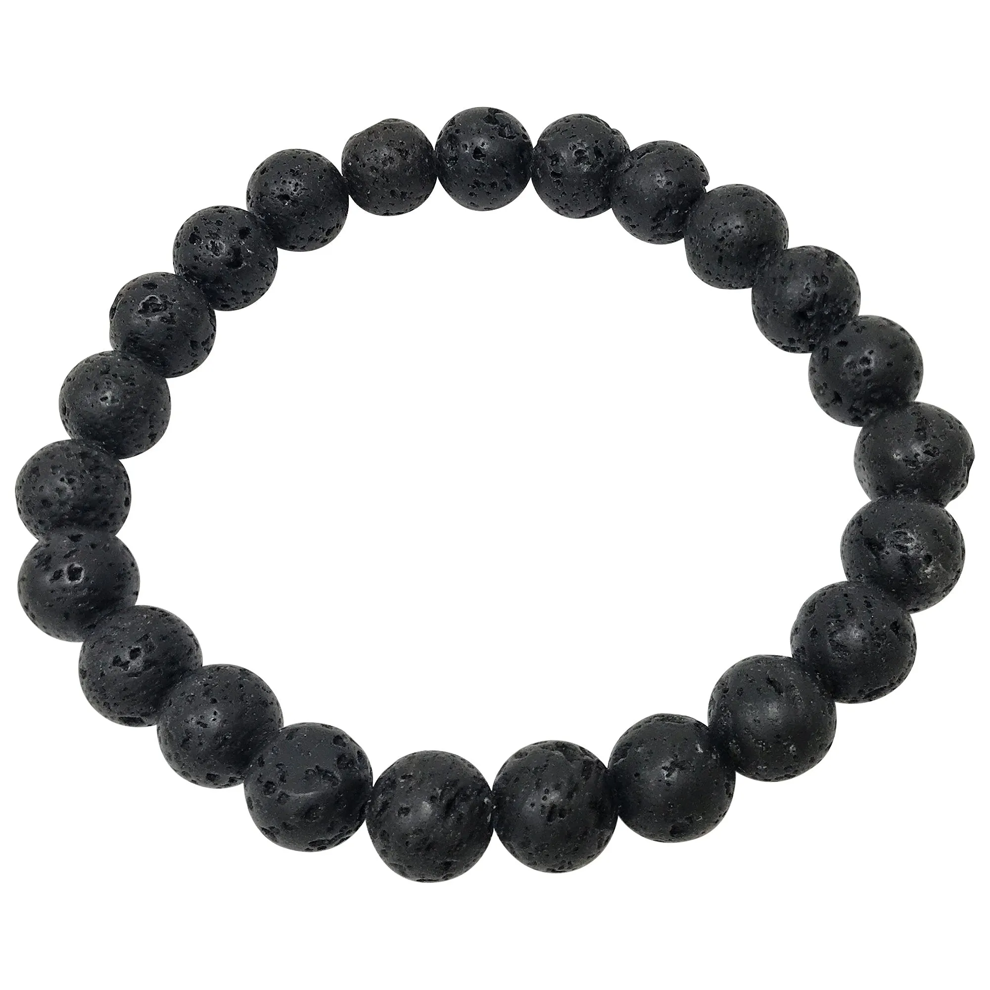 Lava Stone Gemstone 8mm Round Bead Unisex Stretch Bracelet