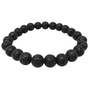 Lava Stone Gemstone 8mm Round Bead Unisex Stretch Bracelet