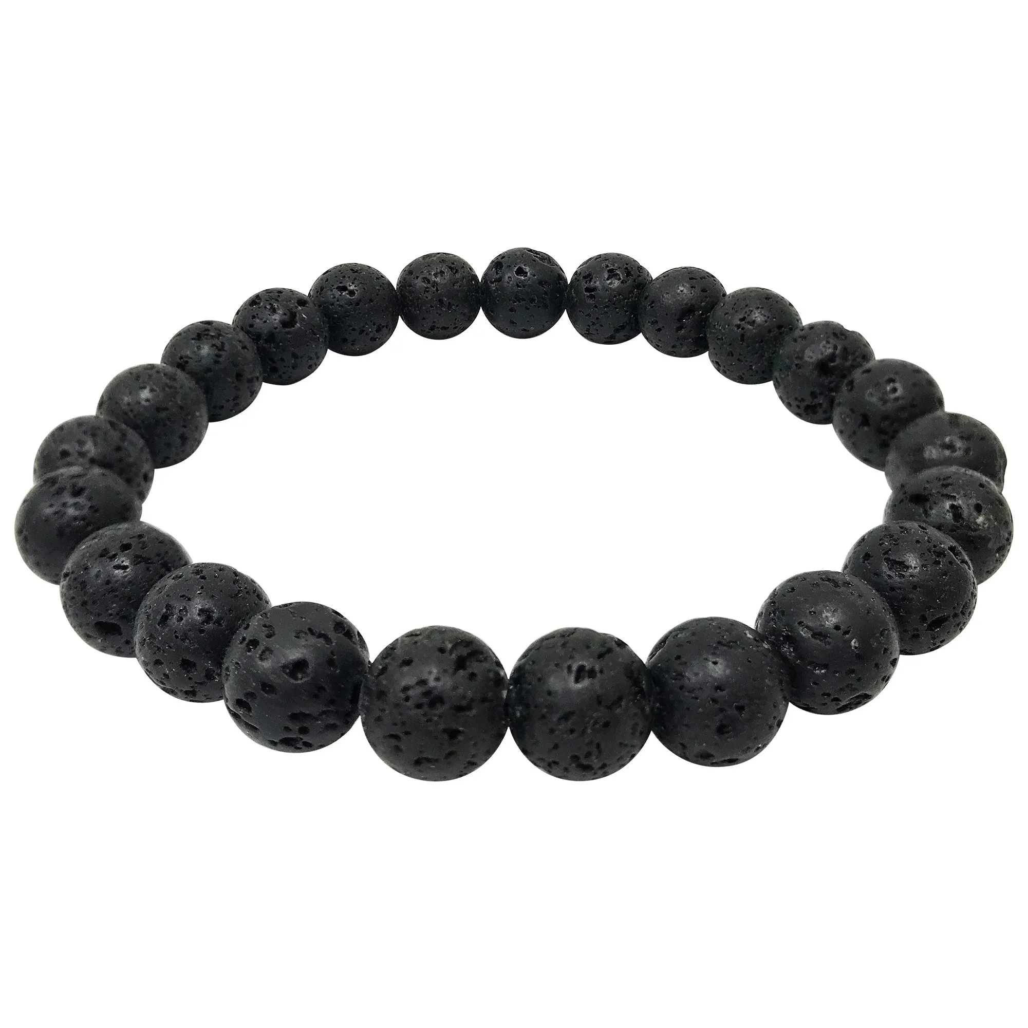 Lava Stone Gemstone 8mm Round Bead Unisex Stretch Bracelet