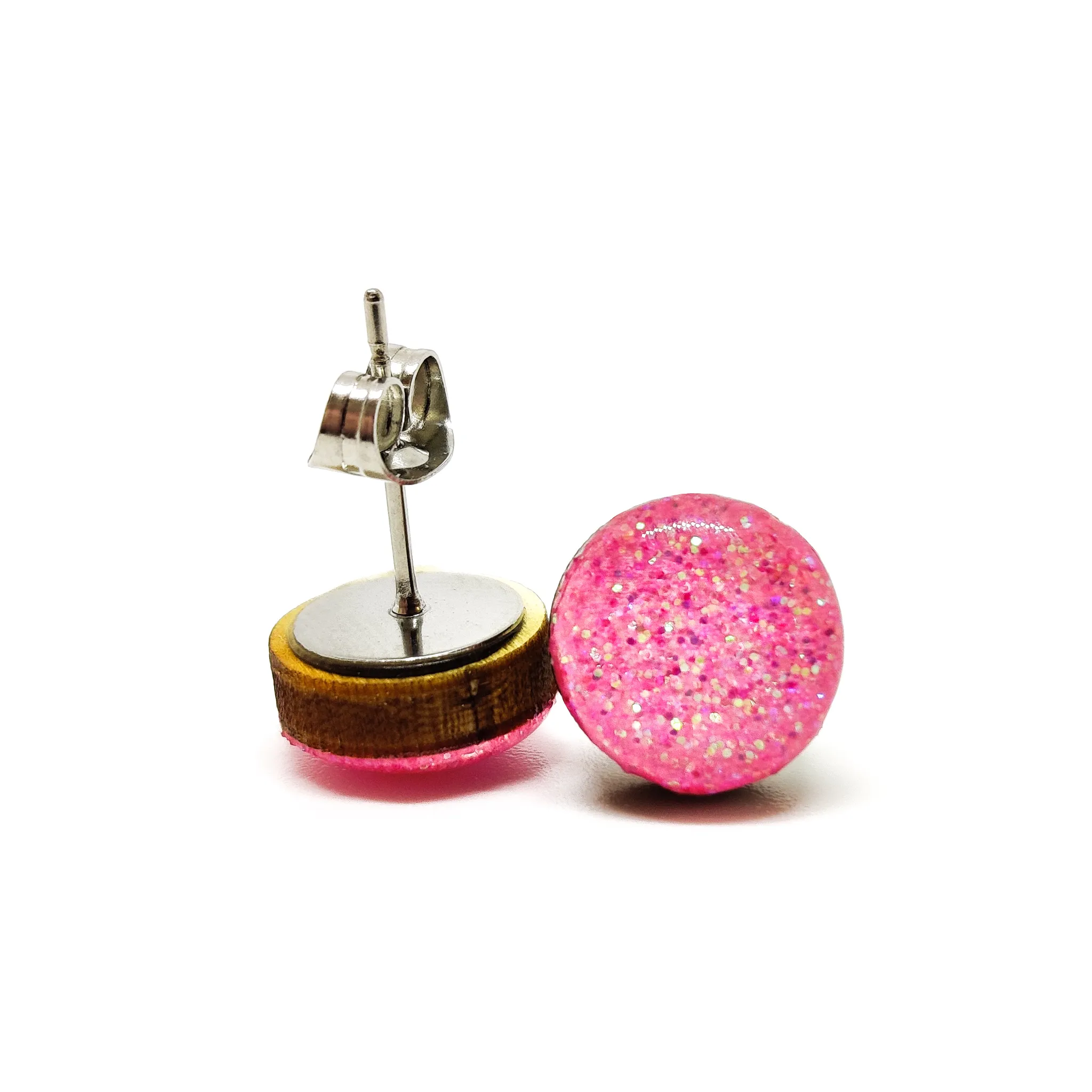Light Pink Sparkle Stud Earrings by Candi Cove Designs